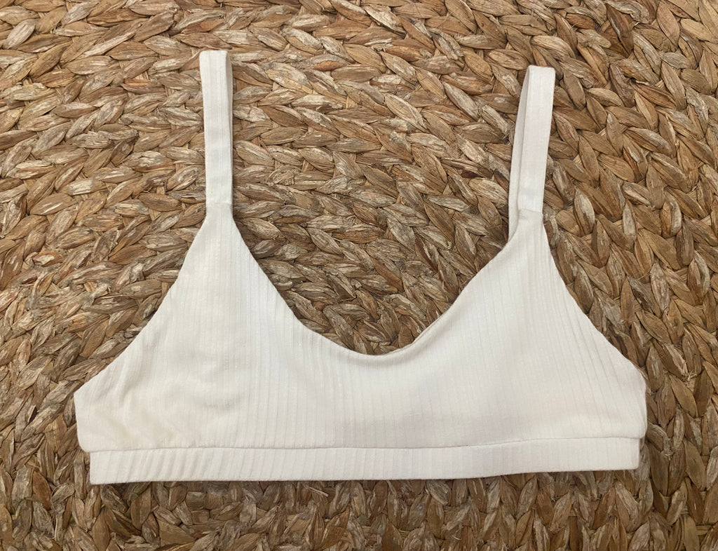 scalloped eco rib bra white