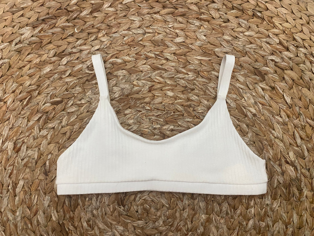 scalloped eco rib bra white