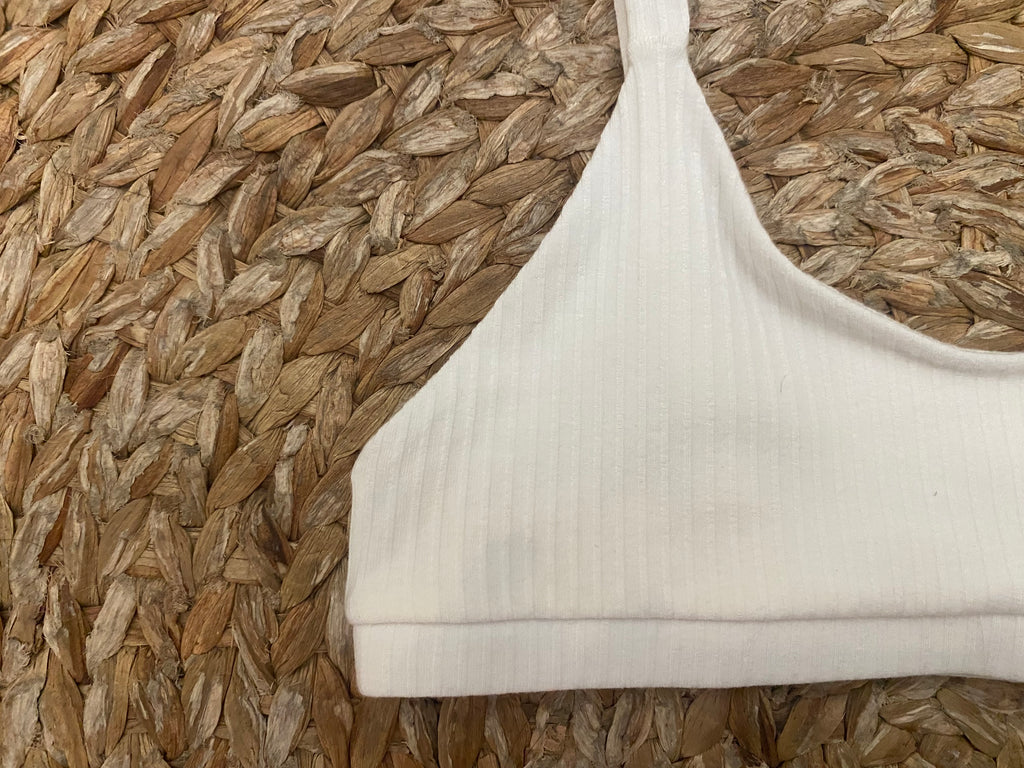 scalloped eco rib bra white