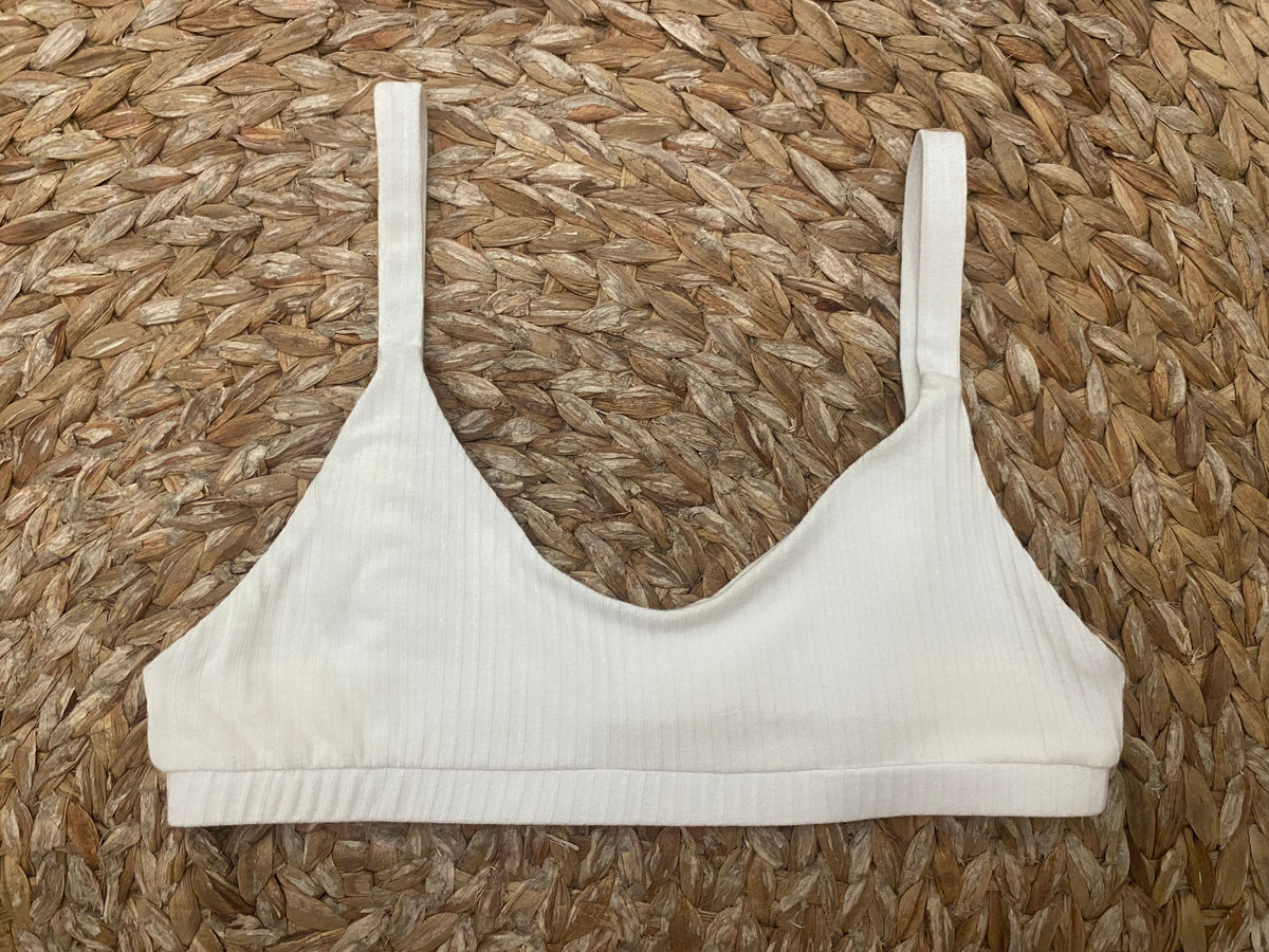 scalloped eco rib bra white