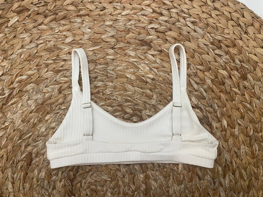 scalloped eco rib bra white