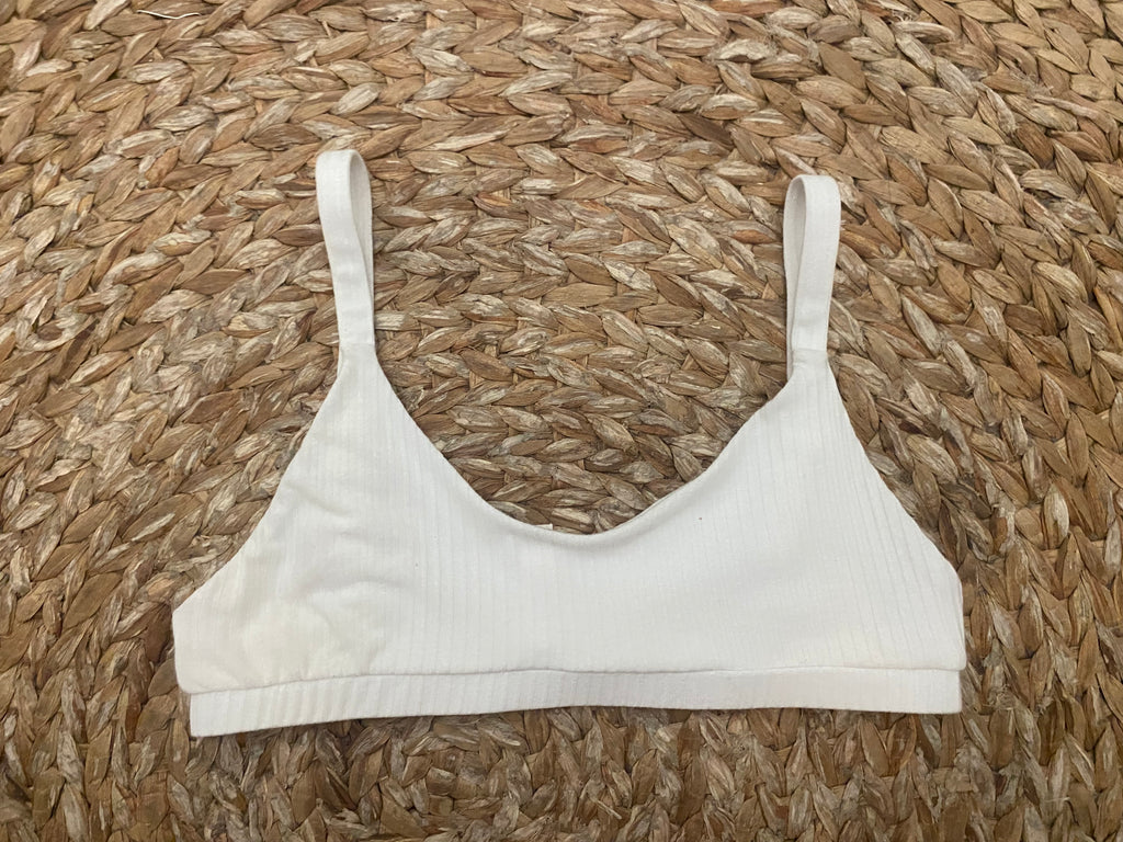 scalloped eco rib bra white