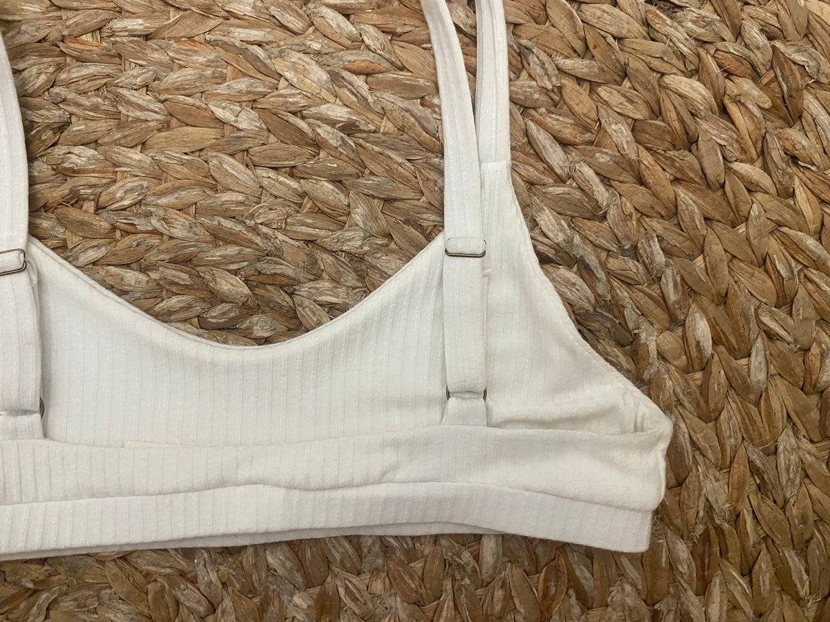 scalloped eco rib bra white