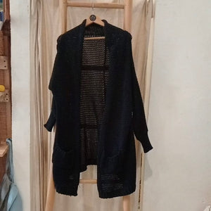 knitted cotton cardigan black