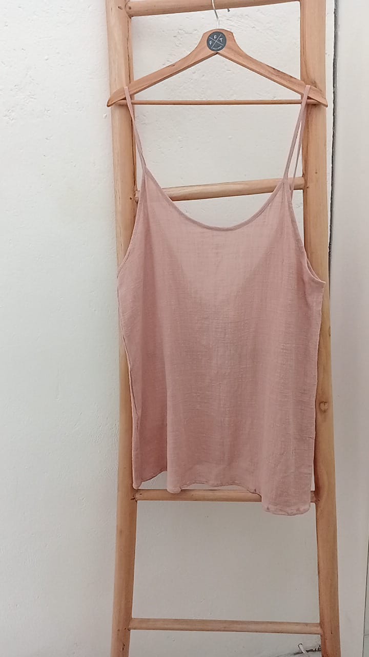 Low back organic cotton TAN muslin dress