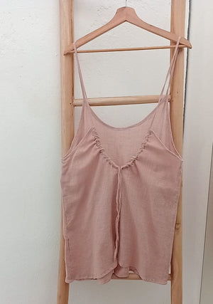 Low back organic cotton TAN muslin dress