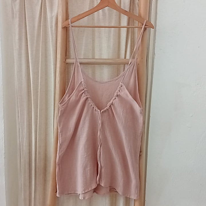 Low back organic cotton TAN muslin dress