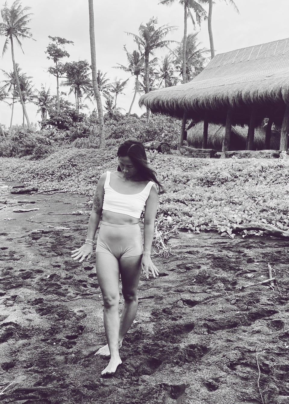 eco rib crop white