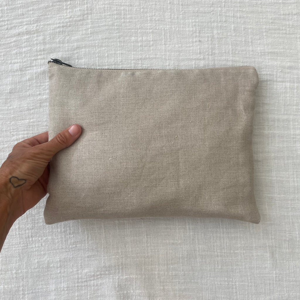 Linen make up bag