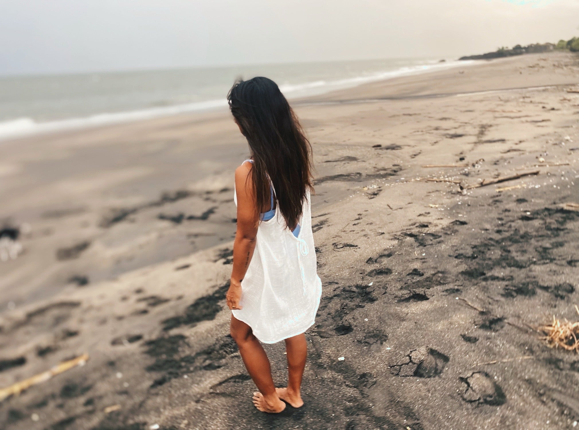 Low back organic cotton WHITE muslin dress