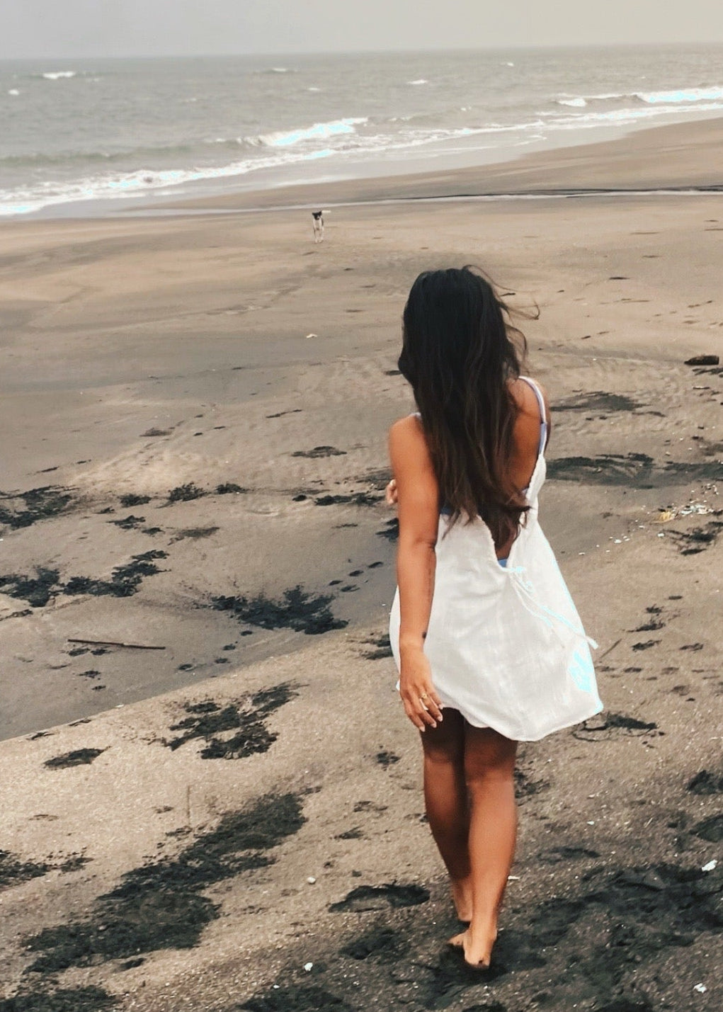 Low back organic cotton muslin dress