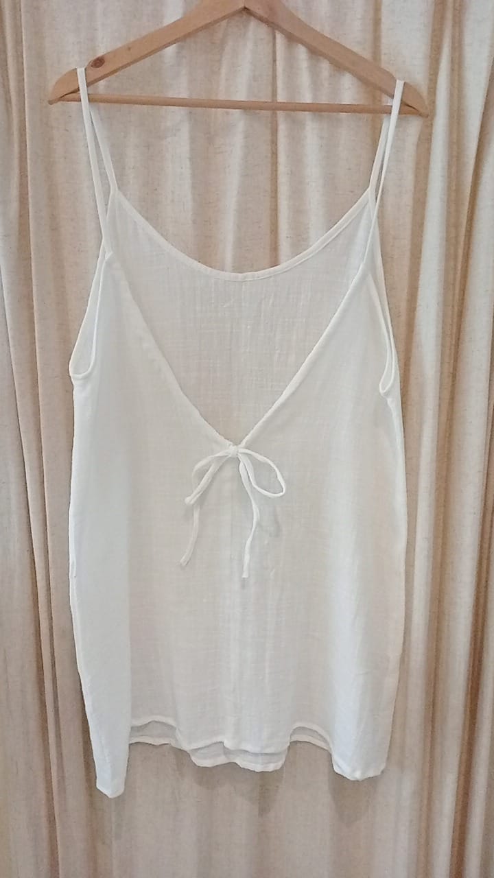 Low back organic cotton WHITE muslin dress