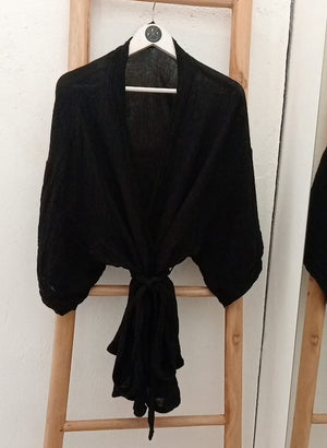 Robe linen krinkle (black)