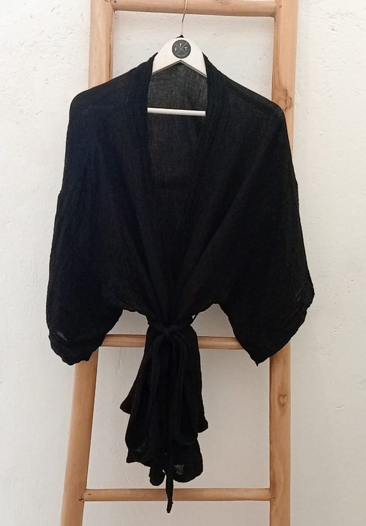 Robe linen krinkle (black)