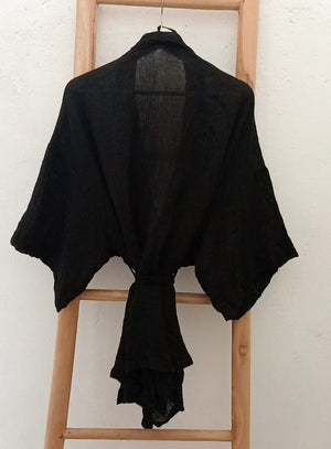 Robe linen krinkle (black)