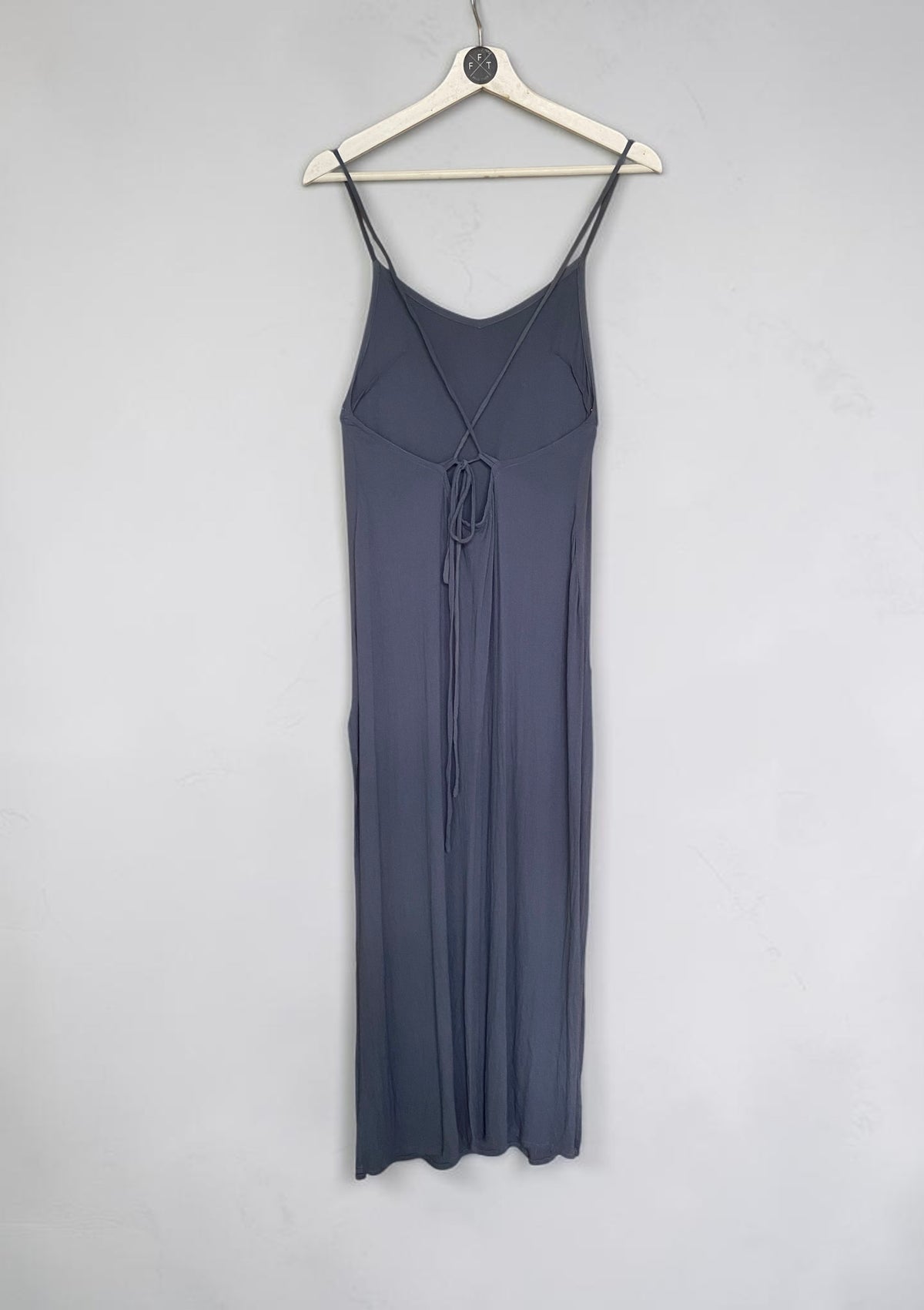 low back maxi dress - smokey blue