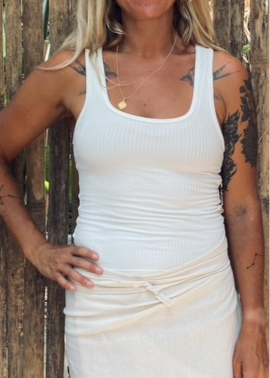 classic rib vest white