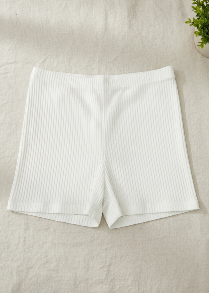 eco rib shorts white