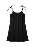Flipflop and Treacle black eco rayon cami slip dress with tie shoulder straps, lightweight and floaty.