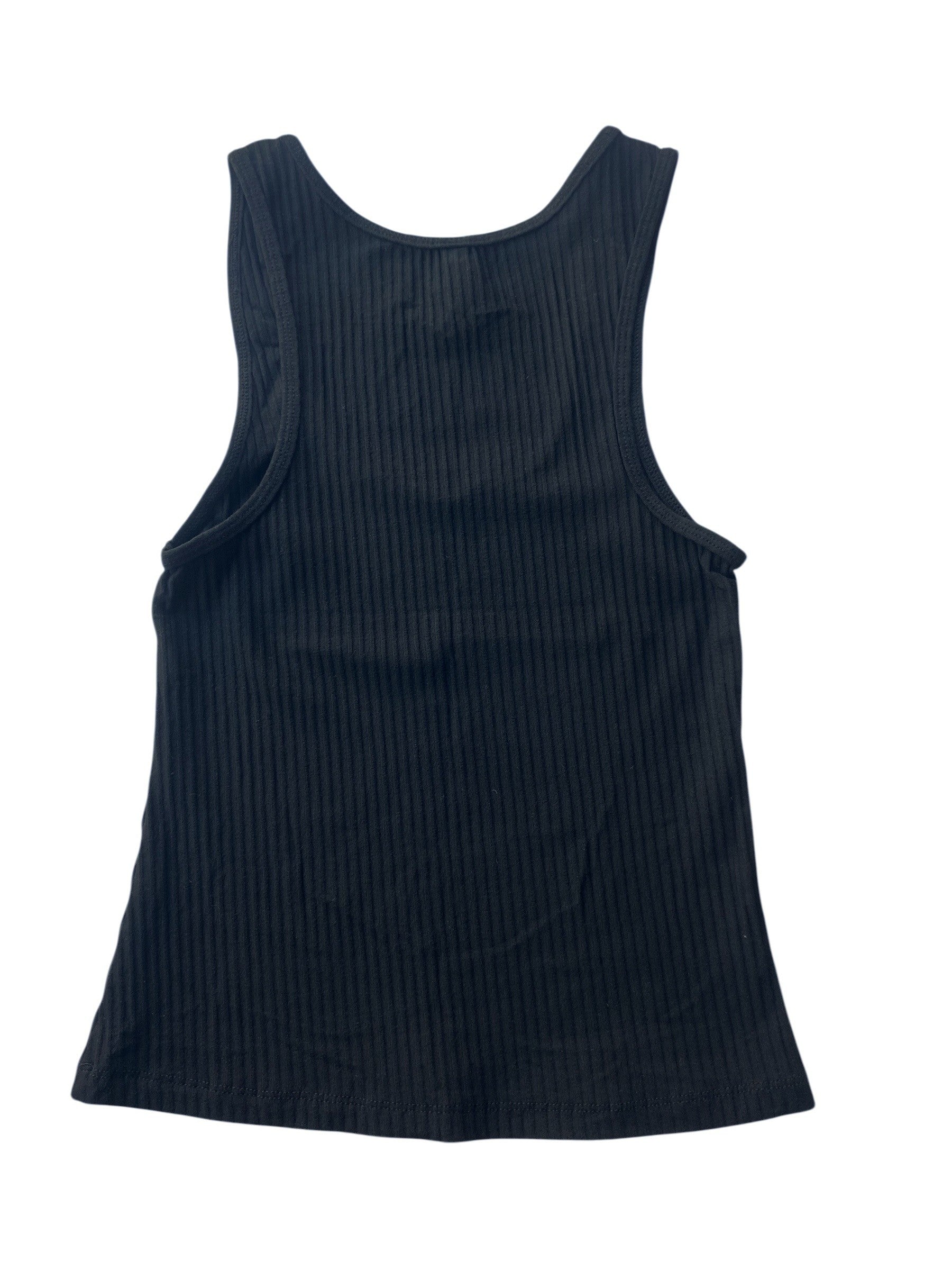 Flipflop and Treacle classic black ribbed vest made from ecovera rib, a sustainable wood pulp material.