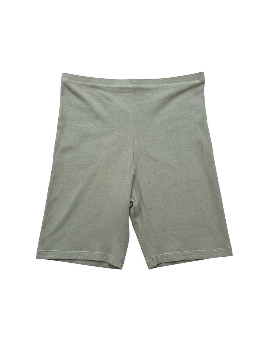 Flipflop and Treacle olive green organic cotton training shorts, perfect for sports or daily wear.