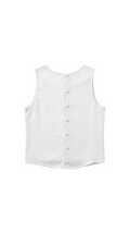 Flipflop and Treacle white sleeveless eco rayon top with high neck and button back detailing